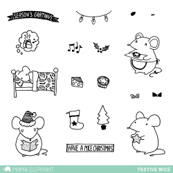 Mama Elephant FESTIVE MICE stamp set